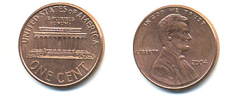 США 1 ЦЕНТ 2004 ЛИНКОЛЬН KM 201b цинк плакированный медью 86-459