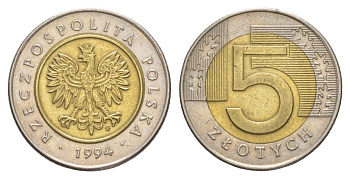 Польша 5 злотых 1994 Y 284 биметалл 4633-124