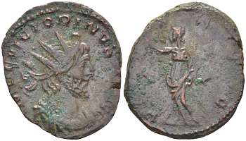 Римская Империя (императоры в Галлии) антониниан 269 Викторин. PAX AVG, Пация, персонификация Мира, Августа Треверов, Good Very fine RIC 117 биллон 1073-14-95