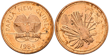 Папуа-Новая Гвинея 2 тойя 1984 Елизавета II (1953-) KM 2 бронза 4573-453