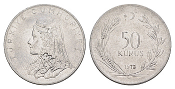 Турция 50 курушей 1972 Анатолийская невеста KM 899 нержавеющая сталь 4648-724