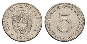 Панама 5 сентесимо 1968 KM 23.2 медно-никель 4644-112