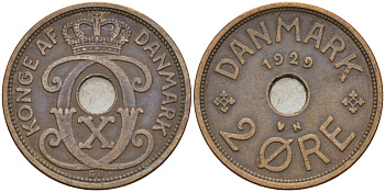 Дания 2 эре 1929 Кристиан X (1912-1947) KM 827 бронза 4147-463