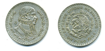 Мексика 1 песо 1964 Хосе Мария Морелос KM 459 серебро 35-214