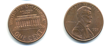 США 1 ЦЕНТ 1997 ЛИНКОЛЬН KM 201b цинк плакированный медью 86-329