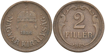 Венгрия 2 филлера 1936 BP KM 506 бронза 4115-1145