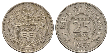 Гайана 25 центов 1967 KM 34 медно-никель 116-651