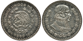 Мексика 1 песо 1967 Хосе Мария Морелос KM 459 серебро 74-824