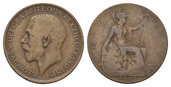 Великобритания 1 пенни 1912 Георг V (1910-1936) KM 810, Spink 4051 бронза 4680-824