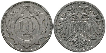 АВСТРИЯ 10 ГЕЛЛЕРОВ 1895 ФРАНЦ ИОСИФ (1848-1916) KM 2802 никель 116-829