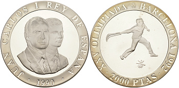 Испания 2000 песет 1990 XXV летние Олимпийские игры 1992 года в Барселоне, сквош KM 867 серебро PROOF 1072-8-31