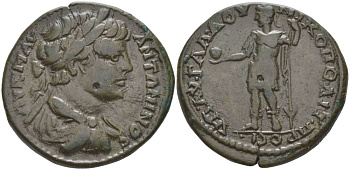 Римская Империя, Провинция Нижняя Мезия, Никополь-на-Истре АЕ 211 - 217 Каракалла, бюст императора / стоящий император, 11,82 гр медь 1073-22-51
