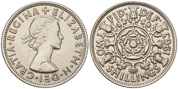 Великобритания 2 шиллинга (флорин) 1963 Елизавета II (1952-2022) KM 906, Spink 4146 медно-никель 4536-231