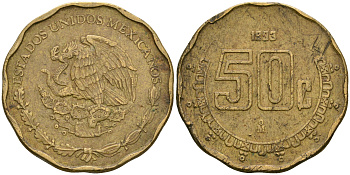 Мексика 50 сентаво 1993 KM 549 алюминиевая бронза 4364-442