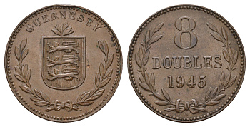 Гернси 8 даблов (дублей) 1945 KM 14 бронза 4607-541