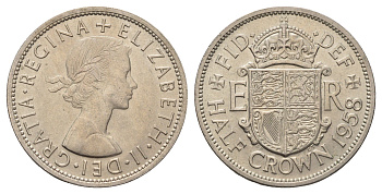 Великобритания 1/2 кроны 1958 Елизавета II (1952-2022) KM 907, Spink 4145 медно-никель aUNC 51-1434