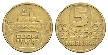 Финляндия 5 марок 1982 KM 57 алюминиевая бронза 4648-625