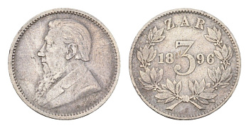 ЮАР 3 пенса 1896 KM 3 серебро 4585-118