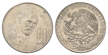 Мексика 20 сентаво 1980 Мо, Игнасио Мадеро KM 442 медно-никель 4580-1164