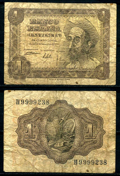 Испания 1 песета 1951 19 ноября 1951, Дон Кихот де Ла Манча Pick 139а бумага 7207-47-1-2