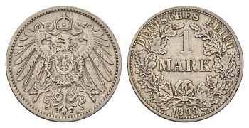 Германия 1 марка 1898 A, Вильгельм II (1888-1918) KM 14, J. 17 серебро 4626-137