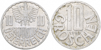 Австрия 10 грошей 1968 KM 2878 алюминий 3457-1263