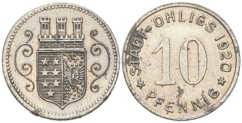 Олигс 10 пфеннигов 1920  Funck 404.4, Men18 24920.2 железо  UNC   39-464