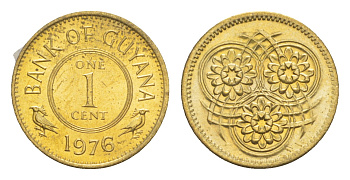 Гайана 1 цент 1976 Республика KM 31 никель латунь  UNC  4659-519