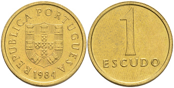 ПОРТУГАЛИЯ 1 ЭСКУДО 1984 KM 614 никель латунь 75-157