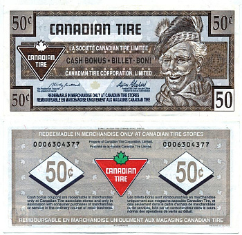 КАНАДА TIRE MONEY 50 ЦЕНТОВ ND CASH BONUS BILLET BONI бумага 7146-49-2-1