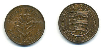 Гернси 8 даблов (дублей) 1956 KM 16 бронза 83-1114