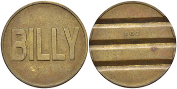 ЕВРОПА ПЛАТЕЖНЫЙ ЖЕТОН ND BILLY, ДИАМЕТР 24 мм. желтый металл 31-812