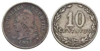 Аргентина 10 сентаво 1911 KM 35 медно-никель 44-1169