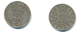 ПОРТУГАЛИЯ 20 ЭСКУДО 1988 INCM KM 634.1 медно-никель 54-2416