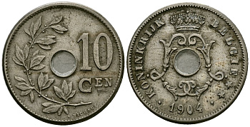 Бельгия 10 сантимов 1904 Belgie KM 53 медно-никель 4172-1211
