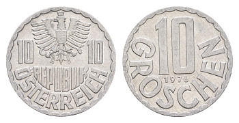 Австрия 10 грошей 1976 KM 2878 алюминий 4528-449