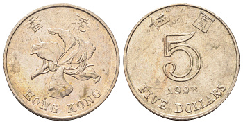 Гонконг 5 долларов 1998 KM 65 медно-никель 4700-445
