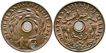 Нидерландская Восточная Индия 1 цент 1945 D KM 317 бронза UNC 93-1452