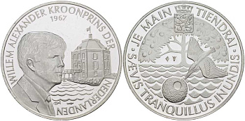 НИДЕРЛАНДЫ МЕДАЛЬ ND ВИЛЛЕМ АЛЕКСАНДР НАСЛЕДНЫЙ ПРИНЦ НИДЕРЛАНДОВ (1967-), ДИАМЕТР 38 ММ., ВЕС 25,08 ГР. серебро PROOF 1076-8-31