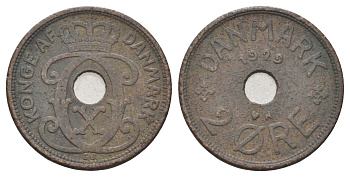 Дания 2 эре 1929 N, Кристиан X (1912-1947) KM 827 бронза 4701-745