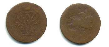 РОССИЯ 1 КОПЕЙКА 1760 медь 61-713