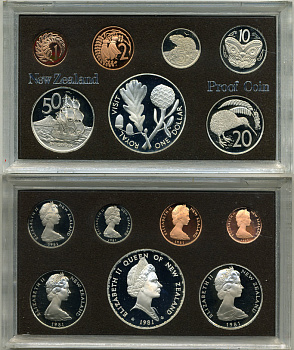 Новая Зеландия официальный набор из 7 монет 1981 в оригинальной пластиковой упаковке серебро PROOF  00-00