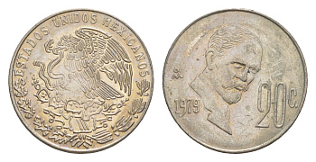 Мексика 20 сентаво 1979 Франциско Индалеси KM 442 медно-никель 4644-653