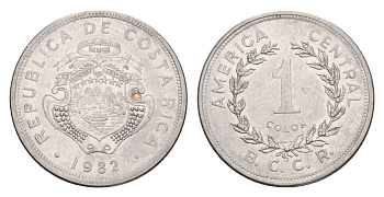 Коста-Рика 1 колон 1982 KM 210 нержавеющая сталь 4649-827