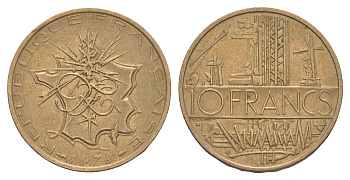 Франция 10 франков 1978 KM 940 медь алюминий никель 4543-725