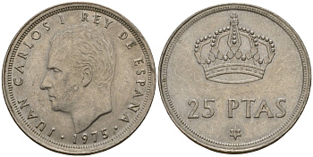 Испания 25 песет 1975 (79) Хуан Карлос I (1975-2014) KM 808 медно-никель 113-137