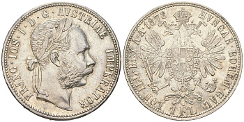 Австрия 1 флорин 1878 Франц Иосиф I (1848-1916) KM 2222 серебро 63-1224
