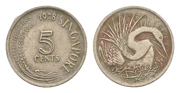 Сингапур 5 центов 1978 KM 2 медно-никель 4640-537