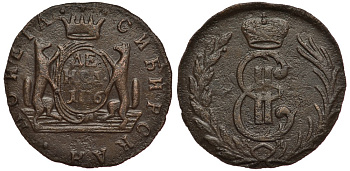 РОССИЯ, СИБИРСКИЕ МОНЕТЫ ДЕНЬГА 1776 КМ Биткин 1189 медь 633-1613