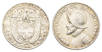 Панама 1/10 бальбоа 1947 KM 10.1 серебро 4625-154